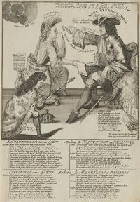 Samenspraak tussen Louis, Madame de Maintenon en Philippus / Conférence entre Louis, Madame de Maintenon et Philippe 