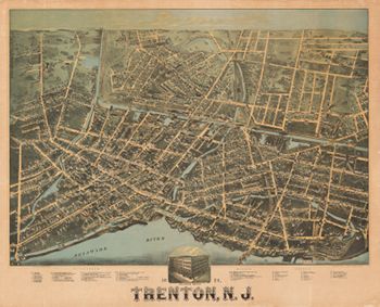 Fowler & Bailey. "Trenton, New Jersey" (Philadelphia: H. J. Toudy & Co., 1874) [Historic Maps Collection]. Lithograph view, 58 × 81 cm. Scale: none given.