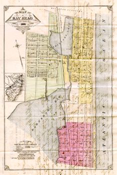 1883: Town map. J. H. Whittaker. "Map of Bay Head Ocean County N.J." [Cameron Family Papers, Manuscripts Division]. Lithograph map, with added color, 37 × 24.4 cm. Scale: none given. The map is the verso of printed Bay Head Land Company stationery.