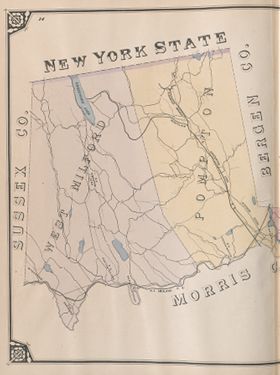 "Outline Map of Passaic County New Jersey." Lithograph map, with added color, 41.9 × 31.3 cm. Scale: none given.